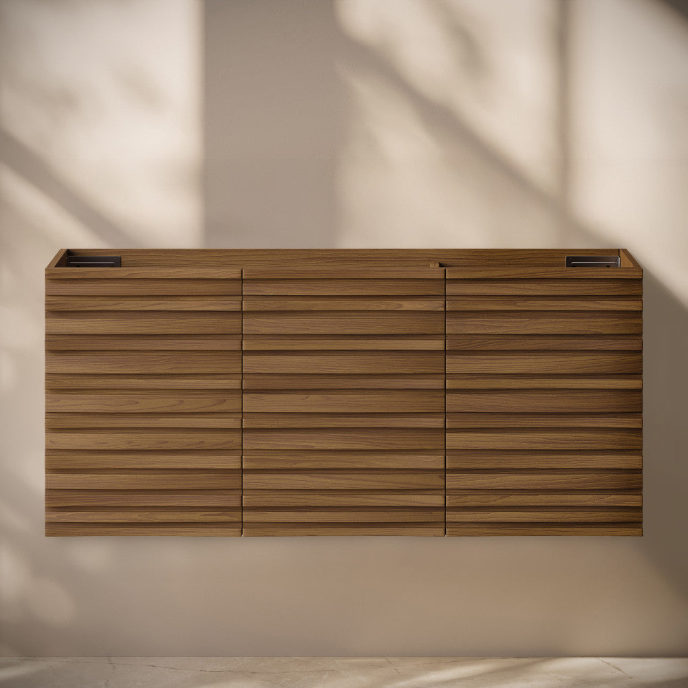 Cascade 48" Wall-Mounted Bathroom Vanity Cabinet without Top in Brown Oak