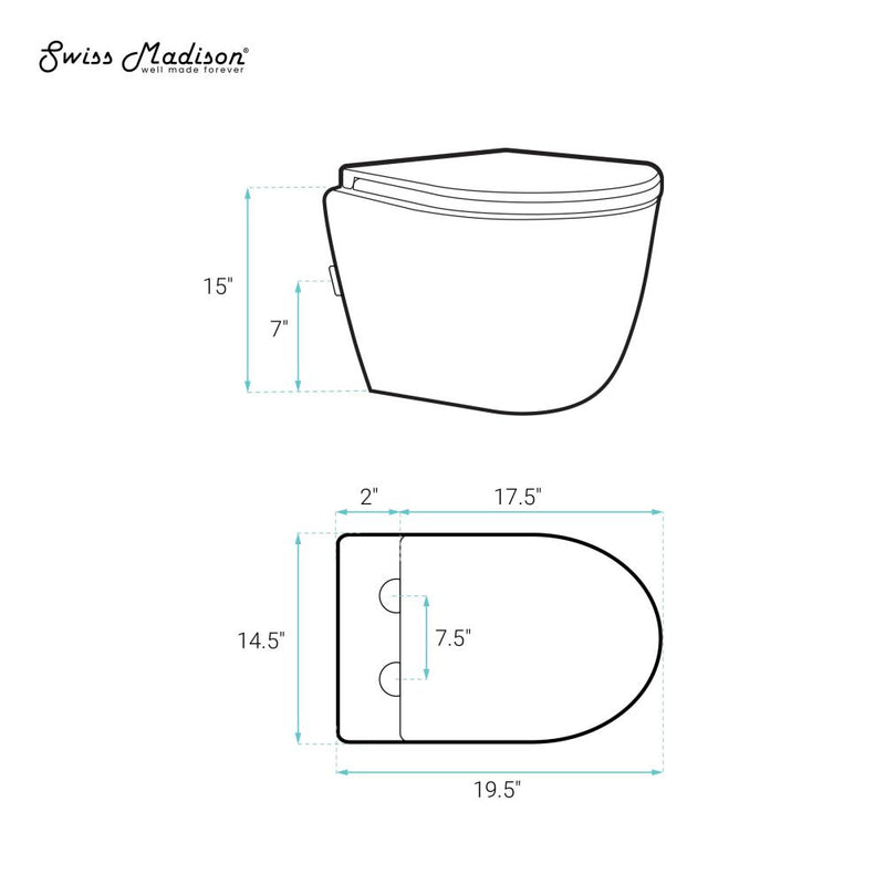 St. Tropez Wall-Hung Toilet Bundle 0.8/1.6 GPF Dual Flush in Glossy White with Black Flush Plate