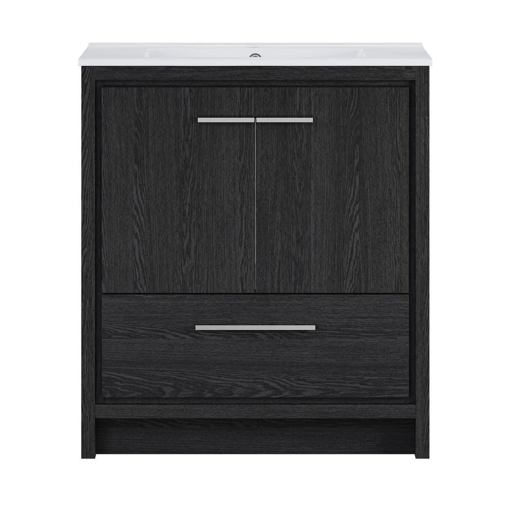 Virage 30" Freestanding Bathroom Vanity in Black Oak with Sink Top