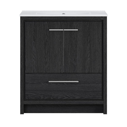 Virage 30" Freestanding Bathroom Vanity in Black Oak with Sink Top