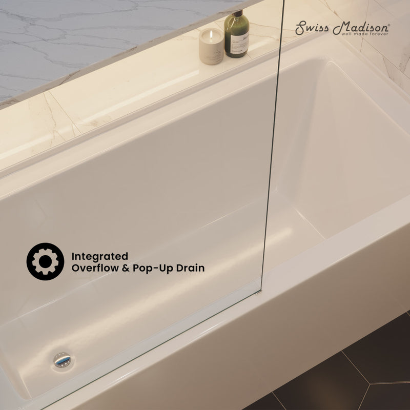 Voltaire 60 x 30 Skirted Left Drain Soaking Apron Bathtub in Glossy White with Integrated Overflow, Drain Included