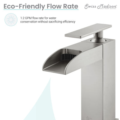 Concorde Single Hole, Single-Handle, Waterfall Bathroom Faucet in Brushed Nickel