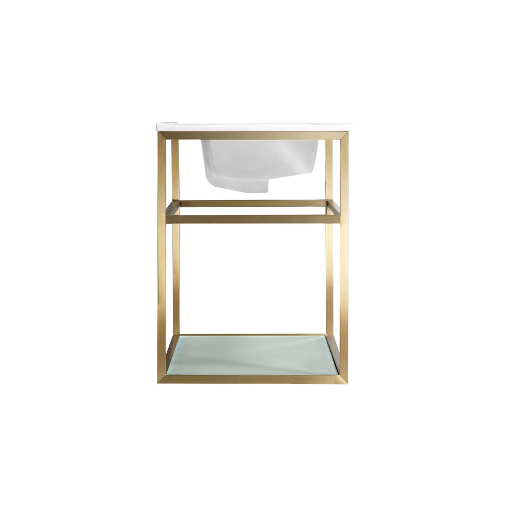 Pierre 30 Single, Open Shelf, Gold Metal Frame Bathroom Vanity