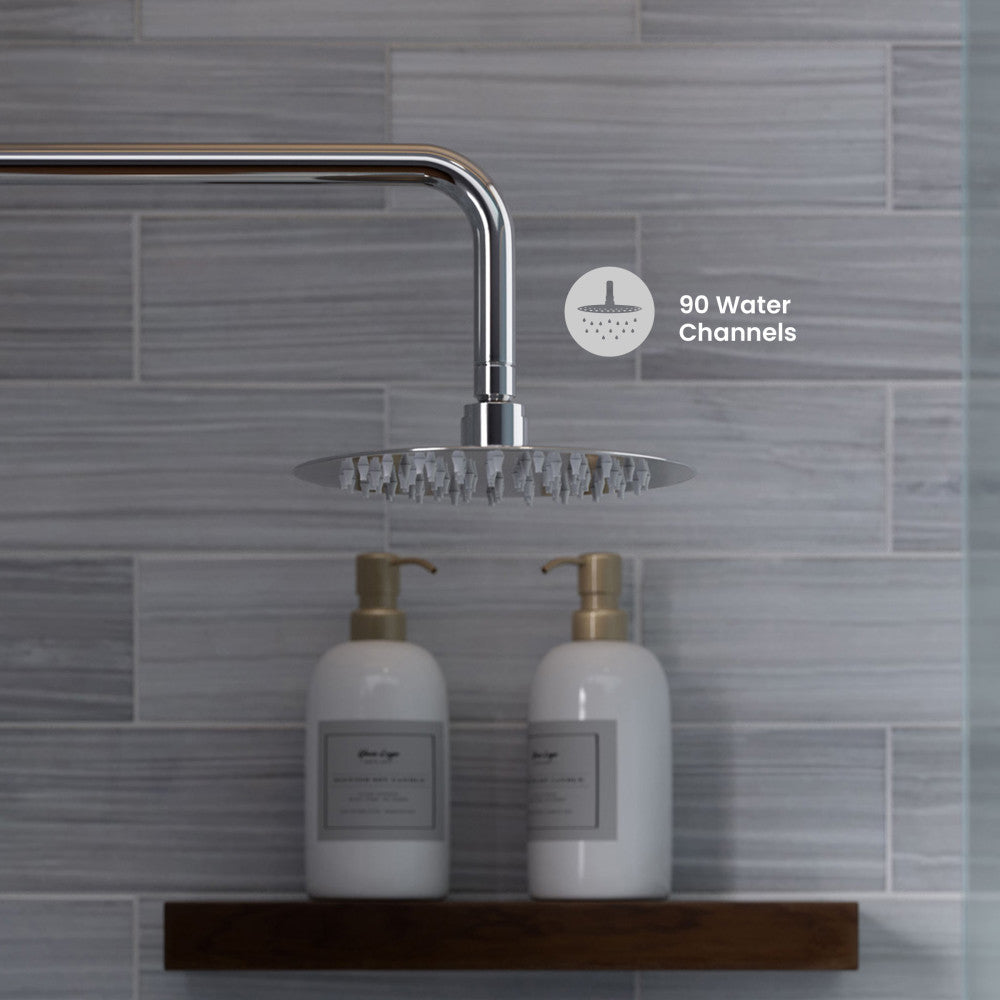Ivy Single-Handle 1 Spray 8" Wall Mounted Fixed Shower Head in Chrome (Valve Included)