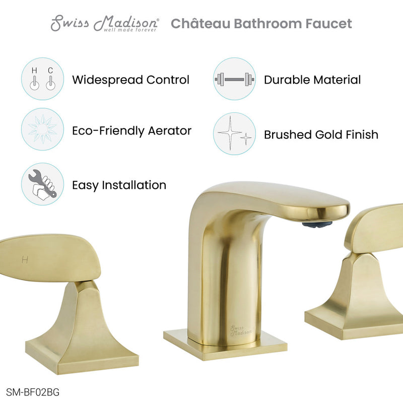 Chateau 8 in. Widespread, 2-Handle, Bathroom Faucet in Brushed Gold