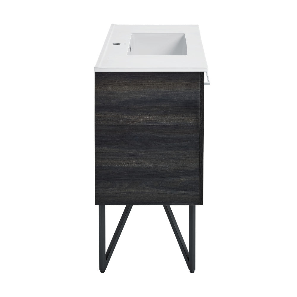 Annecy 36" Freestanding Bathroom Vanity in Black Walnut with Sink Top