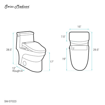 Virage One-Piece Toilet with Vivante Smart Seat Left Side Flush Handle 1.28 gpf