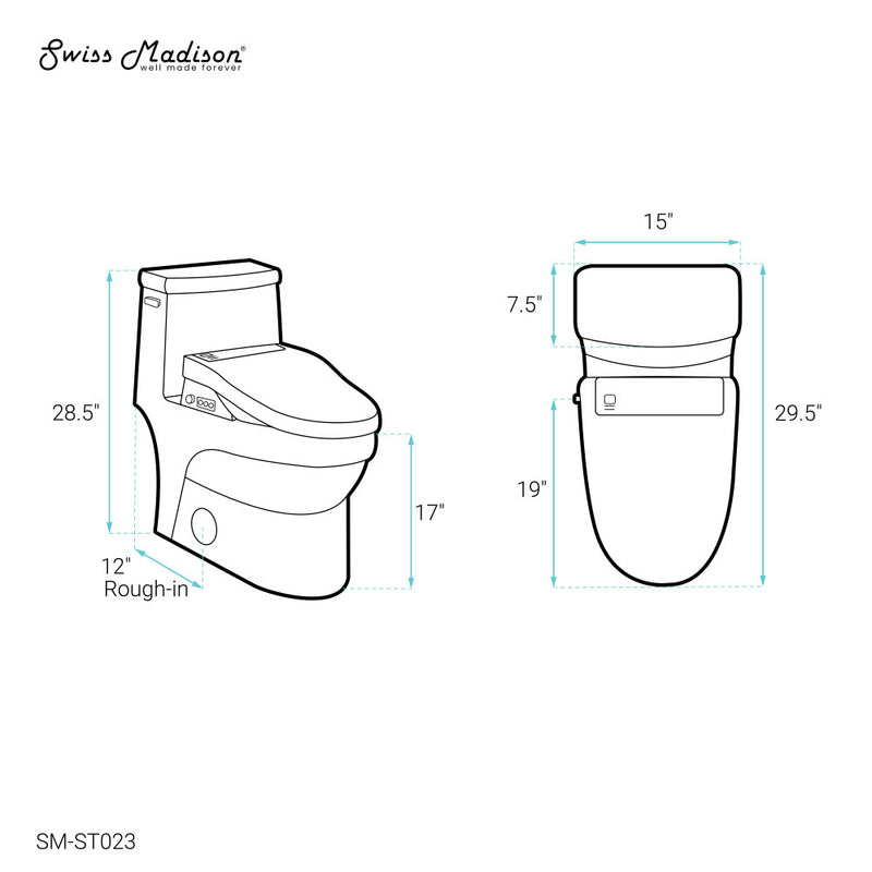 Virage One-Piece Toilet with Vivante Smart Seat Left Side Flush Handle 1.28 gpf