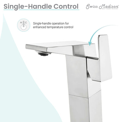 Carre Single Hole, Single-Handle, High Arc Bathroom Faucet in Chrome