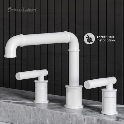 Avallon 8 in. Widespread, Sleek Handle, Bathroom Faucet in Matte White