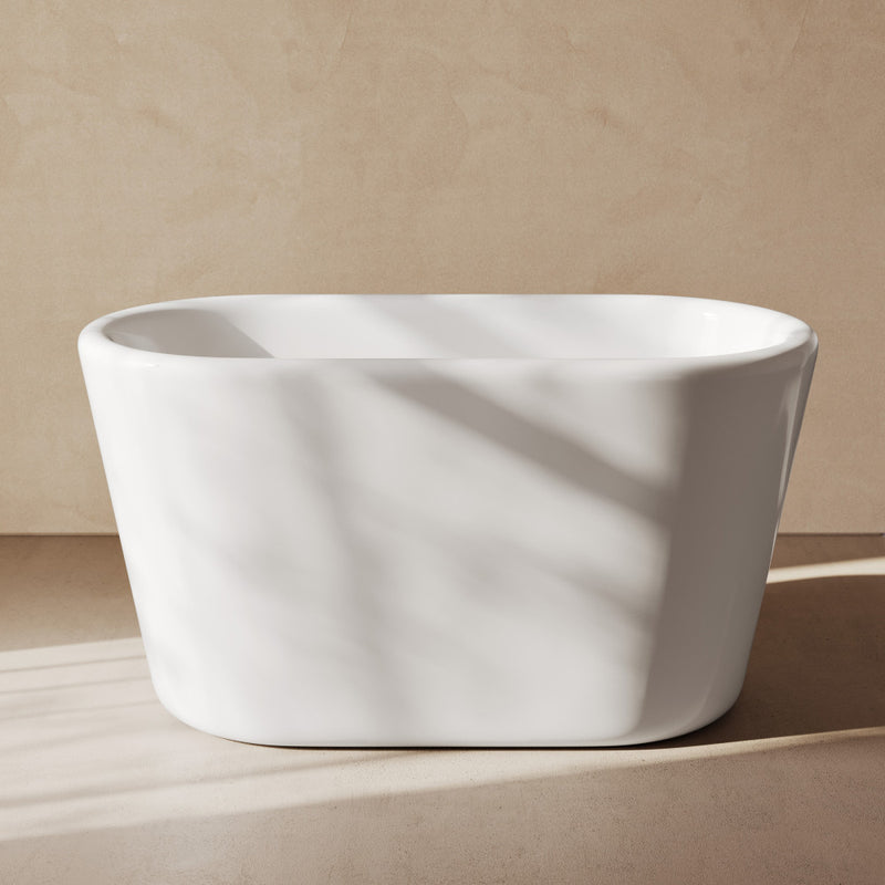 Nanterre 51" Japanese Soaking Freestanding Bathtub in Glossy White, Drain Included