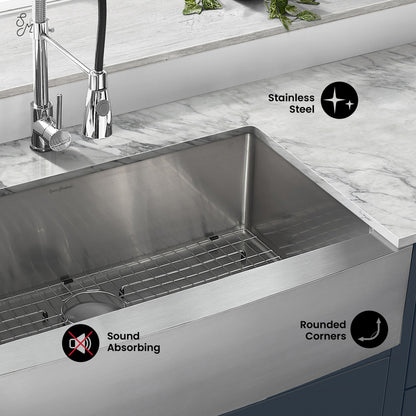 Rivage 36 x 21 Stainless Steel, Single Basin, Farmhouse Kitchen Sink with Apron