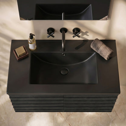 30" Zero Hole Vanity Sink Top in Matte Black