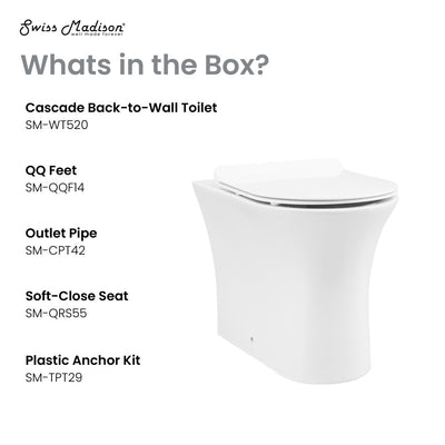 Cascade Back-to-Wall Elongated Toilet Bowl