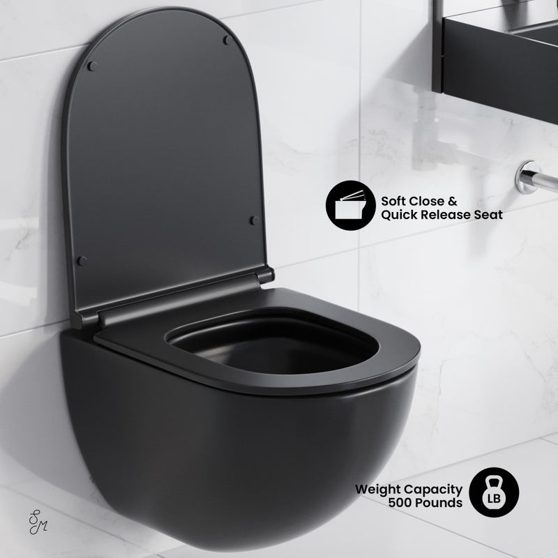 St. Tropez Wall-Hung Toilet Bowl Only in Matte Black