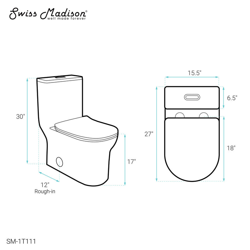 Burdon One-Piece Elongated Toilet Vortex Dual-Flush 1.1/1.6 gpf