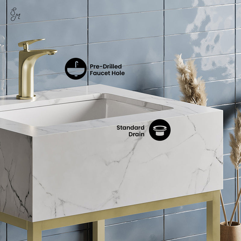 Beau 24" Open Shelf Natural Oak Frame Freestanding Bathroom Vanity with Sink Top