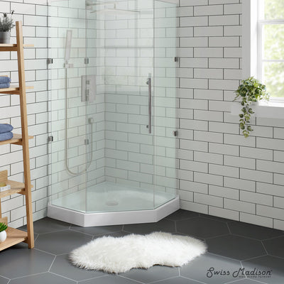 Voltaire 42" x 42" Acrylic White, Single-Threshold, Center Drain, Neo-angle Shower Base