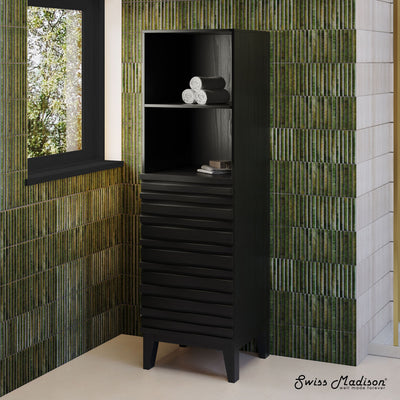 Cascade 17 x 17 x 60 Freestanding Linen Cabinet in Black Oak