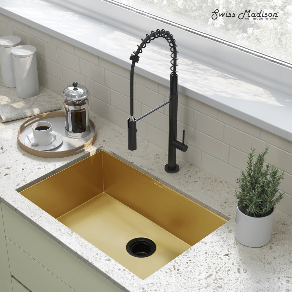 Rivage 23 x 18 Stainless Steel, Single Basin, Undermount Kitchen Sink, Gold