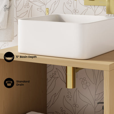 Concorde 24" Wall-Mounted Bathroom Vanity in Natural Oak with Sink Top