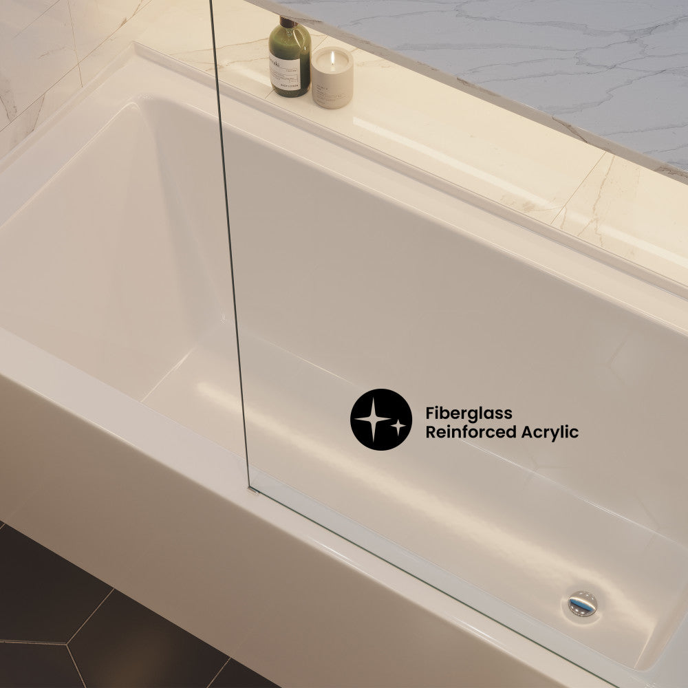 Voltaire 60" x 30" Right Drain Skirted Soaking Bathtub with Apron ADA Height in Glossy White