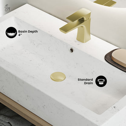 Voltaire Wide Rectangle Vessel Sink in Static Marble