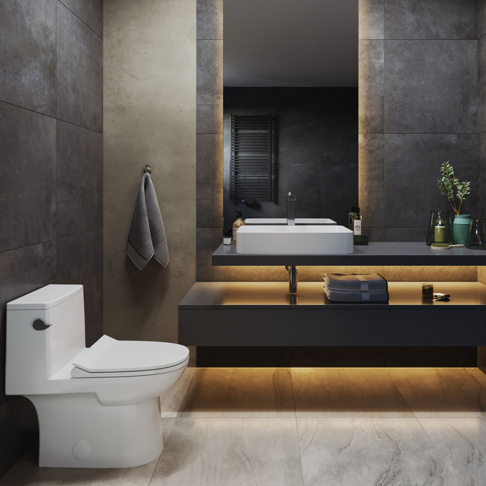 Daxton One-Piece Elongated Left Side Flush Toilet 1.28 gpf – Swiss