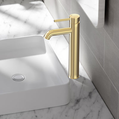 Ivy Single Hole, Single-Handle, High Arc Bathroom Faucet in Brushed Gold