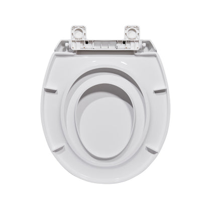 Round Toilet Seat with Toddler Seat Built In, Family Toilet Seat in Glossy White