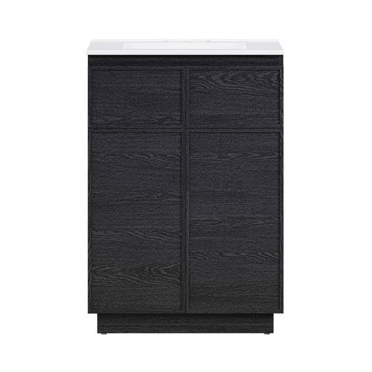 St. Tropez 24" Freestanding Bathroom Vanity in Black Oak with 3-Hole Widespread Sink Top