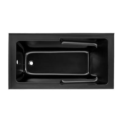 Claire 60 x 32 Left Drain Soaking Alcove Corner Apron Bathtub in Glossy Black