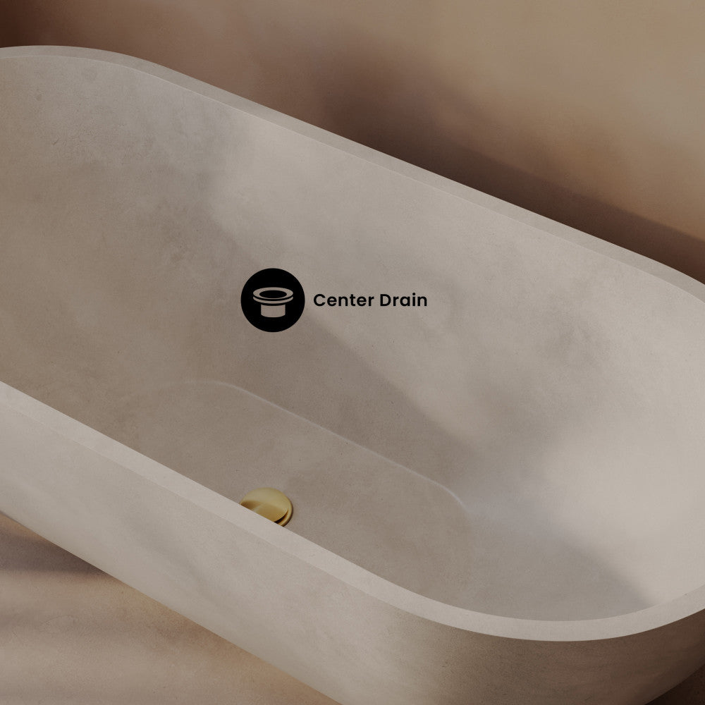 Claire 60" Freestanding Concrete Bathtub in Sand, Drain Included