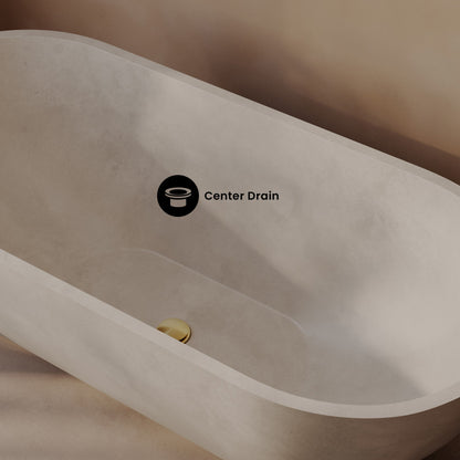 Claire 60" Freestanding Concrete Bathtub in Sand, Drain Included