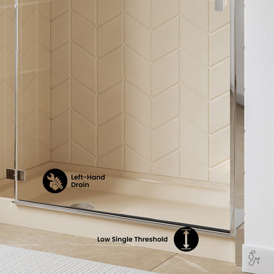 Voltaire 60" x 32" Single-Threshold, Left-Hand Drain, Shower Base in Biscuit