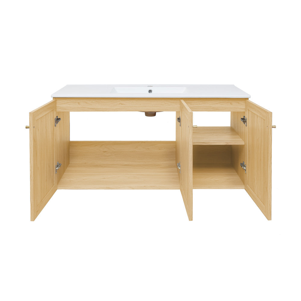 Classe 48" Wall-Mounted Bathroom Vanity in Natural Oak