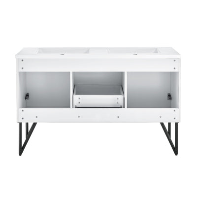 Annecy 60 Double, Glossy White, Two Doors, One Drawer, Bathroom Vanity
