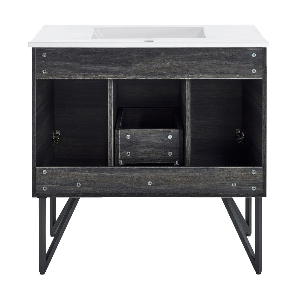 Annecy 36" Freestanding Bathroom Vanity in Black Walnut with Sink Top