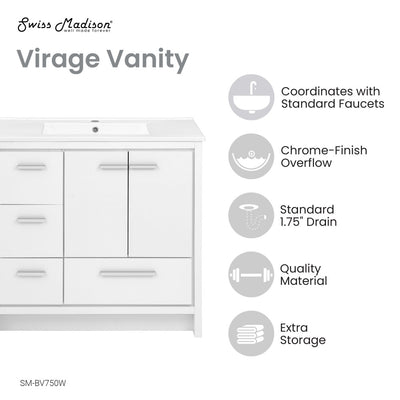 Virage 36 Freestanding, Bathroom Vanity in White