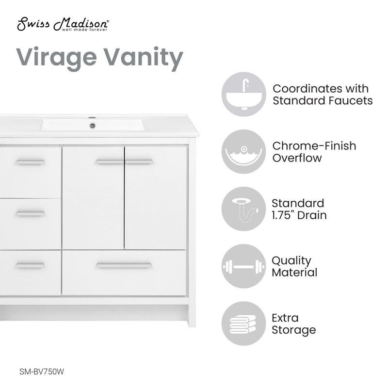 Virage 36 Freestanding, Bathroom Vanity in White