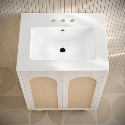 Plaisir II 24" Freestanding Bathroom Vanity in White Oak with 3-Hole Centerset Sink Top