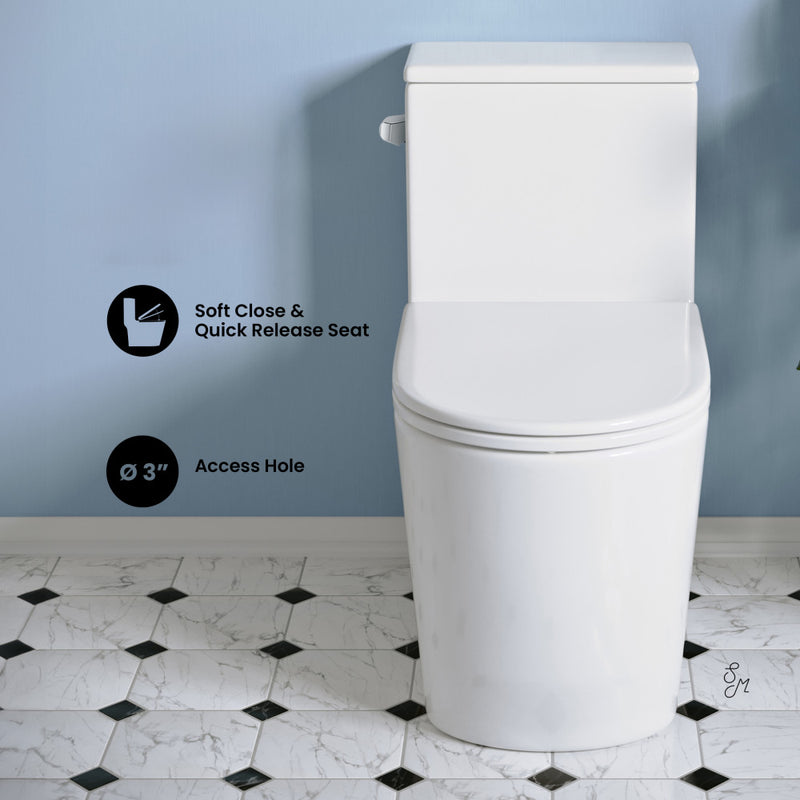 Liberte One-Piece 12" Rough-in 1.28 GPF Left-Hand Flush Elongated ADA Toilet in Glossy White