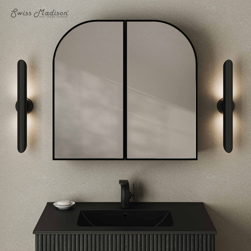 Porte 32 x 31 Arched Recessed/Wall Mount Medicine Cabinet with Mirror in Black