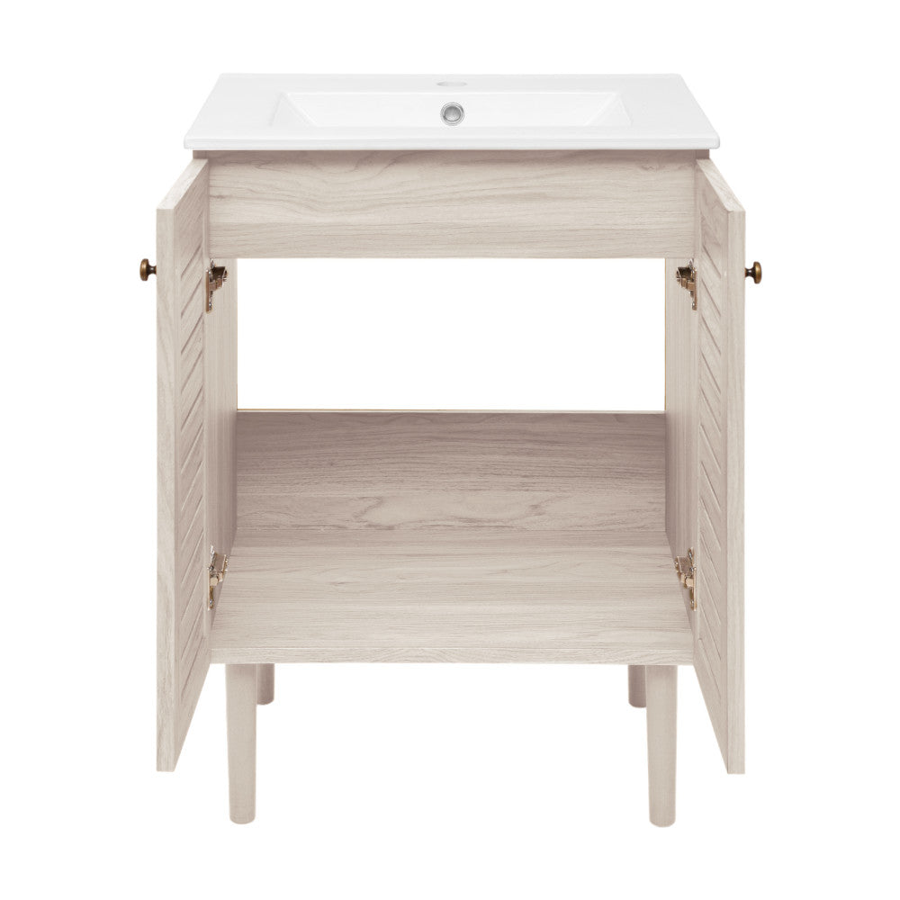 Bron 24" Freestanding Bathroom Vanity in White Oak with Sink Top