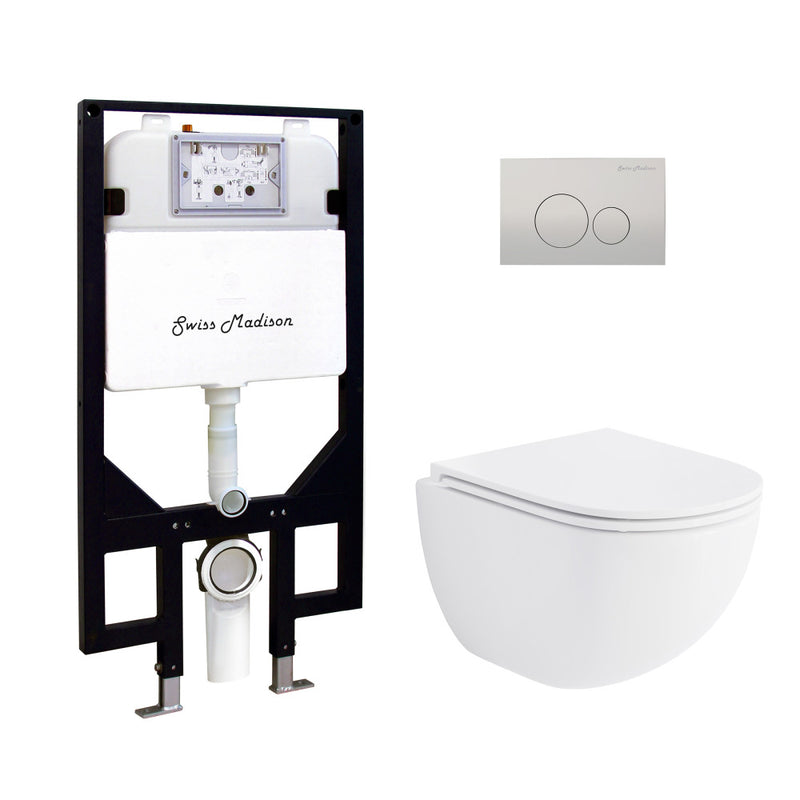 Swiss Madison Well Made Forever SM-WK449-01W - St. Tropez Wall Hung Toilet Bundle, Glossy White