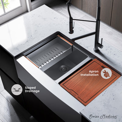 Rivage 33 x 22 Dual Basin Apron Kitchen Workstation Sink