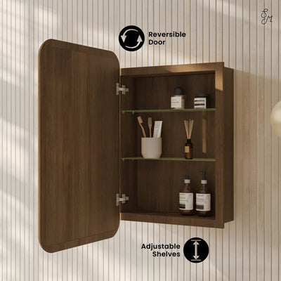 Plaisir 18 x 27 Recessed/Wall Mount Medicine Cabinet with Mirror in Brown Oak
