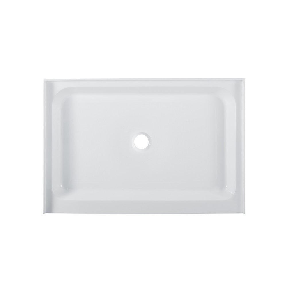 Voltaire 48" x 32" Acrylic White, Single-Threshold, Center Drain, Shower Base