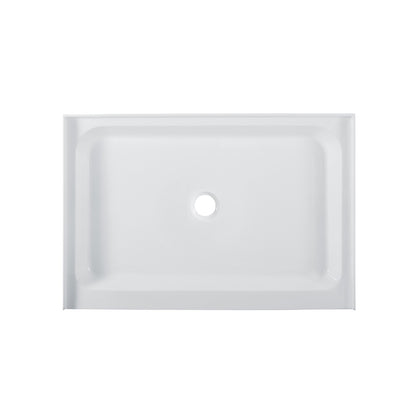 Voltaire 48" x 32" Acrylic White, Single-Threshold, Center Drain, Shower Base