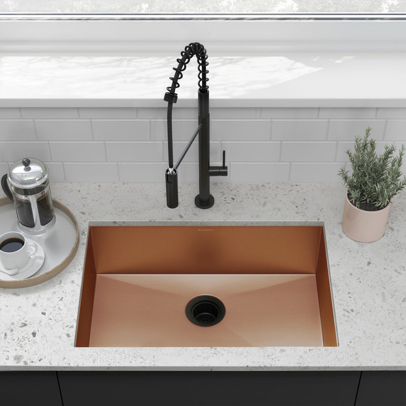 Tourner 27 x 19 Stainless Steel, Single Basin, Undermount Kitchen Sink in Rose Gold